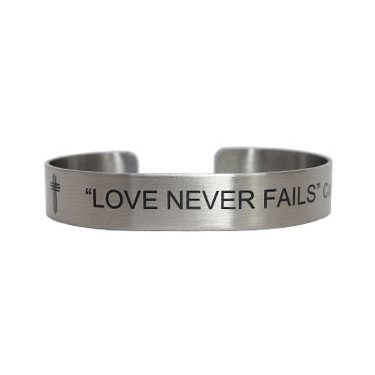 Corinthians 13:8 Love Never Fails Stainless Steel 7"