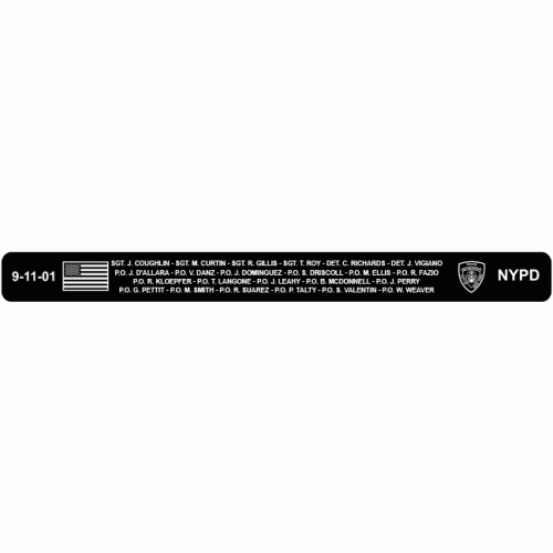 9/11 NYPD with 23 names Bracelet Black Aluminum 7"