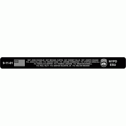 Sept 11 NYPD ESU Bracelet Black Aluminum 7"