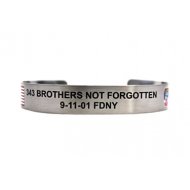 343 Brothers Not Forgotten with colored flag and FDNY patch Stainless Steel 7"