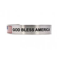 God Bless America Bracelet Stainless Steel w/colored Flag 7"